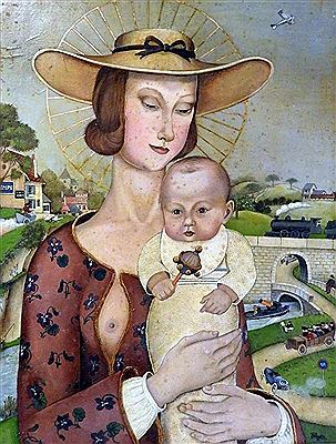 Moderne Naive Madonna mit Kind