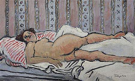 Reclining female nude by Franz Pribyl - Auction record, sale price, and art valuation. Compare with similar artists and explore comparable artworks.