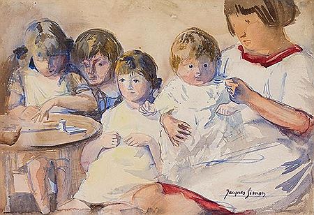 Les cinq enfants du peintre by Jacques Simon - Auction record, sale price, and art valuation. Compare with similar artists and explore comparable artworks.