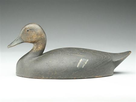 Very rare hollow carved black duck