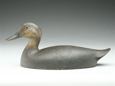 Very rare hollow carved black duck