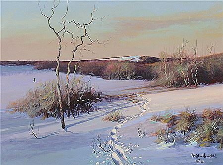 TRACKS IN THE SNOW by Michael Leslie Lonechild - Auction record, sale price, and art valuation. Compare with similar artists and explore comparable artworks.