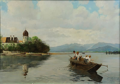 Fishermen Hauling In Nets by Ernest Lang - Auction record, sale price, and art valuation. Compare with similar artists and explore comparable artworks.