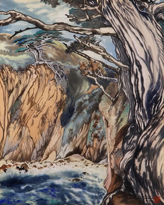 Monterey Cypress on the Cliffs of Pebble Beach, 1948 by Chiura Obata - Auction record, sale price, and art valuation. Compare with similar artists and explore comparable artworks.