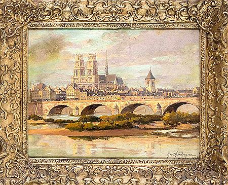 Ansicht von Orléans mit der Kathedrale und der alten Brücke über der Loire im Vordergr. by George Andrique - Auction record, sale price, and art valuation. Compare with similar artists and explore comparable artworks.