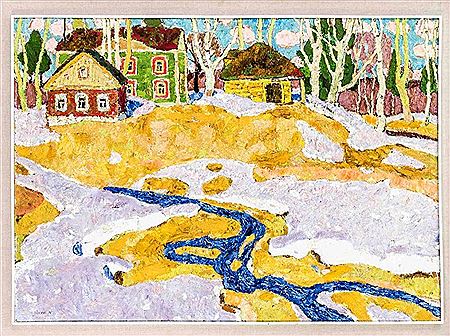 Snow melt in a Russian village