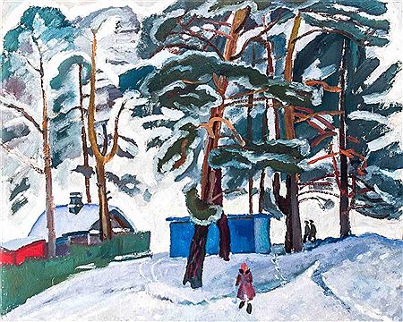 Winter landscape with firs