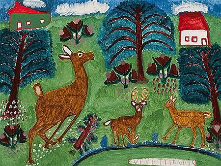 Deer in a Landscape by Everett Lewis - Auction record, sale price, and art valuation. Compare with similar artists and explore comparable artworks.