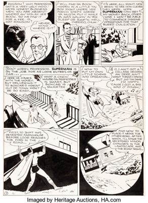 Joe Shuster Studio The Absent-Minded Professor Unpublished Superman Story Page 7 Original Art (DC, c. 1940s)