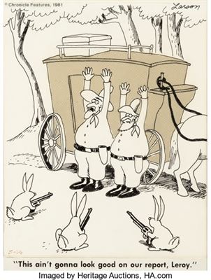Gary Larson Far Side Daily Single Panel Gag Comic Strip Original Art dated 5-14-81 (Chronicle Features, 1981)