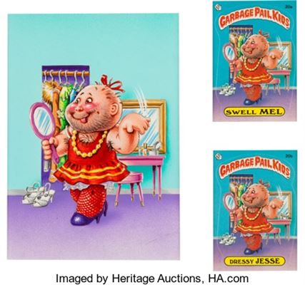 John Pound Garbage Pail Kids Series 1 Card #20A/B Swell Mel/Dressy Jesse Illustration Painting Original Art (Topps, 1985) by John Pound - Auction record, sale price, and art valuation. Compare with similar artists and explore comparable artworks.