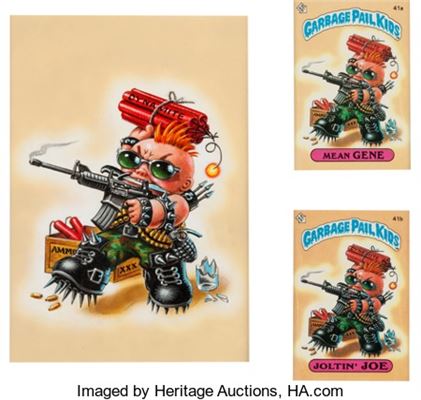John Pound Garbage Pail Kids Series 1 Card #41A/B Mean Gene and Joltin' Joe Illustration Painting Original Art (Topps, 1985)