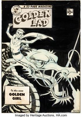 Mort Meskin Golden Lad #5 Cover Original Art (Spark Publications, 1946)