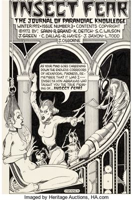 Jim Osborne Insect Fear #3 Inside Front Cover Original Art (The Print Mint, 1972) by Jim Osborne - Auction record, sale price, and art valuation. Compare with similar artists and explore comparable artworks.