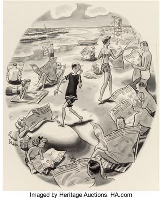 Everybody Reads The Bulletin by Richard Decker - Auction record, sale price, and art valuation. Compare with similar artists and explore comparable artworks.