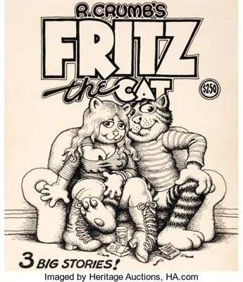 Sample artwork by Robert Crumb (Born 1943), known for female figure drawing, cartoons, caricature - View similar artists and auction records