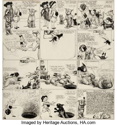 Richard F. Outcault Buster Brown Sunday Comic Strip Original Art dated 5-6-17 (Newspaper Feature Service, 1917)