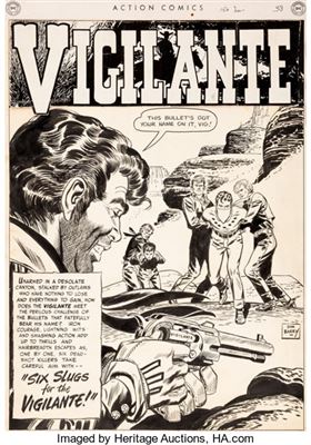 Dan Barry Action Comics #150 Six Slugs for the Vigilante Splash Story Page 1 Original Art (DC, 1950)