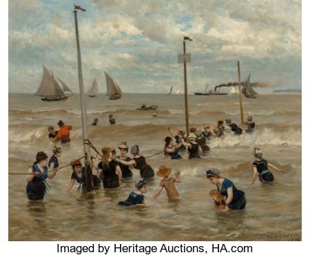 Bathing by the sea by Otto Ritter von Thoren - Auction record, sale price, and art valuation. Compare with similar artists and explore comparable artworks.