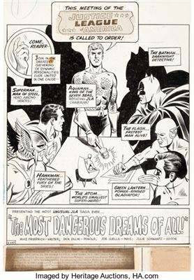 Dick Dillin and Joe Giella Justice League of America #89 Splash Page 1 Original Art (DC, 1971)