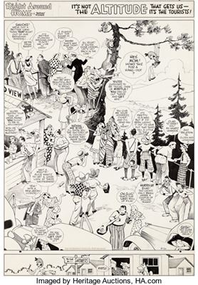 Dudley Fisher Right Around Home Sunday Comic Strip Original Art dated 8-20-39 (King Features Syndicate, 1939)