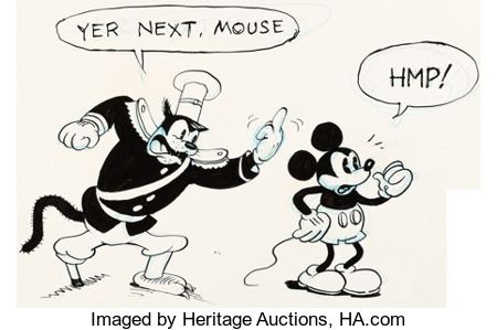 Gary Hallgren - Mickey Mouse and Peg-Leg Pete Illustration Original Art (Hell Comics, 1971)