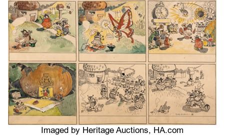 Gus Dirks Bugville Sunday Comic Strip Original Art (NEA Syndicate, c. 1900)