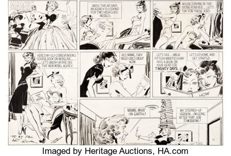 Russell Patterson Mamie Sunday Comic Strip Original Art dated 4-1-51 (United Feature Syndicate, 1951)
