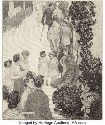 People Ascending Stairway, illustration