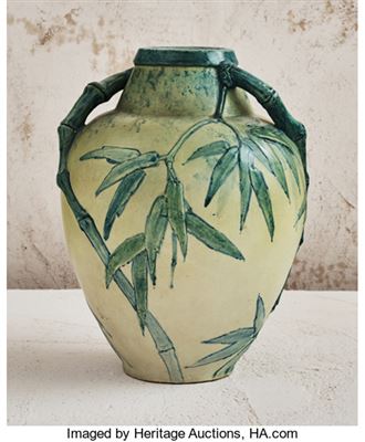 Handled Vase with Bamboo by Edmond Lachenal - Auction record, sale price, and art valuation. Compare with similar artists and explore comparable artworks.