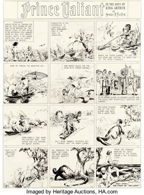 Hal Foster Prince Valiant #4 Sunday Comic Strip Original Art dated 3-6-37 (King Features Syndicate, 1937)