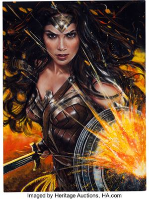 Olivia (Olivia De Berardinis) - Wonder Woman (Gal Gadot) Painting Original Art (2017).
