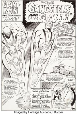 Carl Burgos and Chic Stone Tales to Astonish #63 Splash Page 1 Giant-Man and the Wasp Original Art (Marvel, 1965)