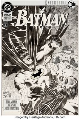 Kelley Jones Batman #496 Knightfall Cover Joker Original Art (DC, 1993)