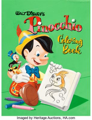 Frank McSavage Pinocchio Coloring Book Cover Painting Original Art (Whitman, 1961)