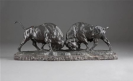 Fighting bison bulls