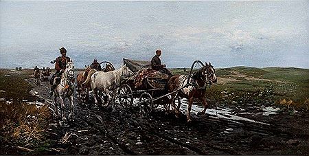 Cossacks AND FARMERS ON A MUDDY ROAD