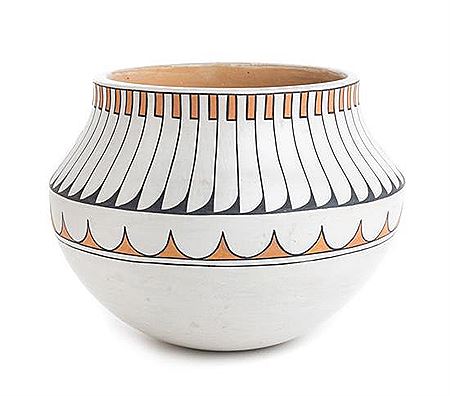 Polychrome Jar with Feather Design by Crucita Gonzales (Blue Corn) Calabasa - Auction record, sale price, and art valuation. Compare with similar artists and explore comparable artworks.