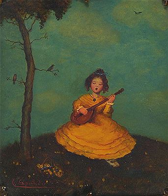 Mandoline spielendes Mädchen