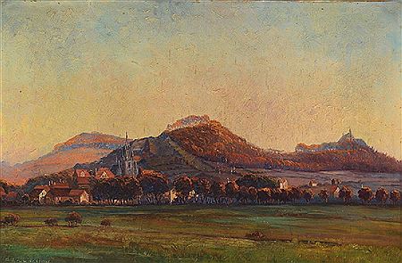 Autumnal landscape with view of a village by Pedro Ernst Johann Schmiegelow - Auction record, sale price, and art valuation. Compare with similar artists and explore comparable artworks.