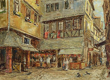 Ansicht aus Frankfurt/Main: Die alte Metzger-Innung, Schirn und lange Schirn am alten Markt