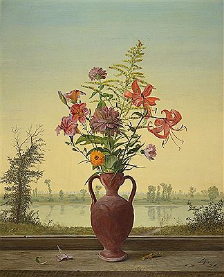 Bunch of flowers in red clay jug on the Rhine by Liselotte Schramm-Heckmann - Auction record, sale price, and art valuation. Compare with similar artists and explore comparable artworks.