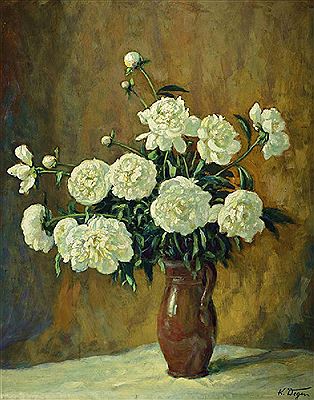 Still life with white peonies