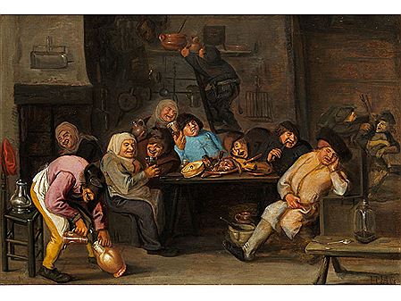 ZECHENDE BAUERN IN EINER DORFSCHENKE
