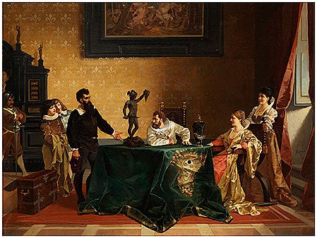 BENVENUTO CELLINI PRÄSENTIERT EINE STATUE DEM HERZOG VON TOSKANA by Amos Cassioli - Auction record, sale price, and art valuation. Compare with similar artists and explore comparable artworks.