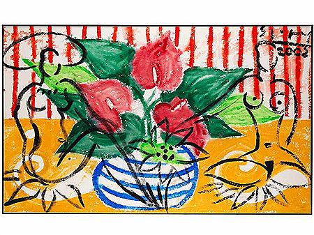 DEUX FEMMES DEVANT UNE BOUQUET DES FLEURS, 2002