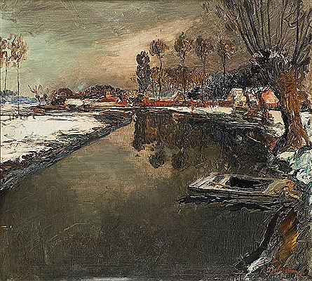 Vue de la Lys en hiver.
