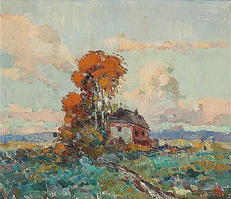 La maison au coucher du soleil
