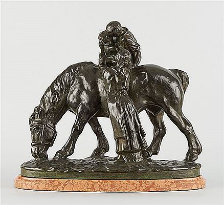 La famille et le cheval de trait