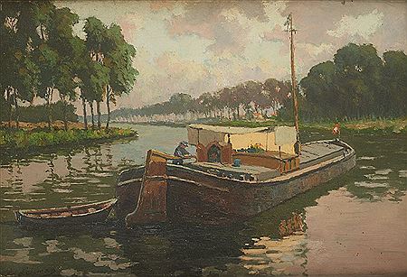 Péniche virant.